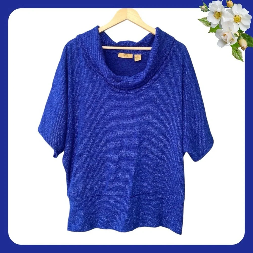 Valerie Stevens Blue Cowl Neck Top